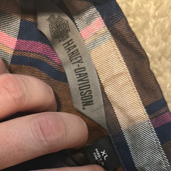 Harley-Davidson Blue and Brown Casual Button Down Shirt - Picture 4 of 7